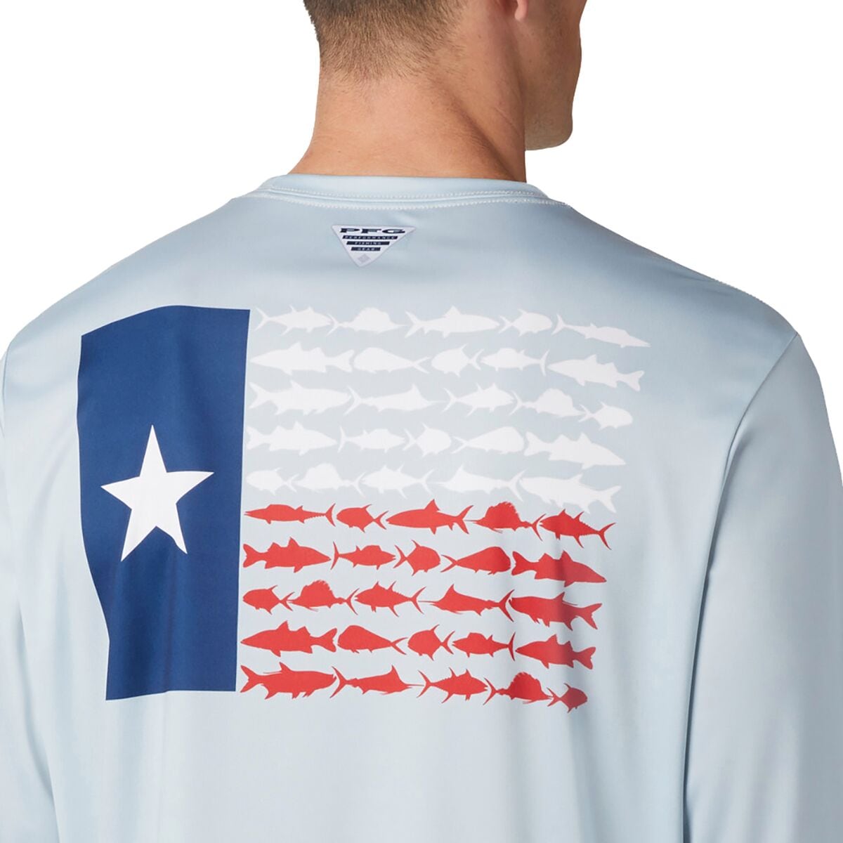 Columbia Men's PFG Americana Saltwater Fish Flag Long Sleeve Shirt