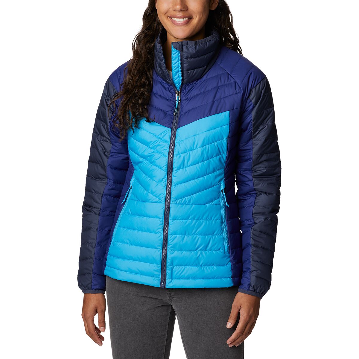 XS, COLUMBIA Puffect Jacket Mujer - Nocturnal/White/Spring Blue