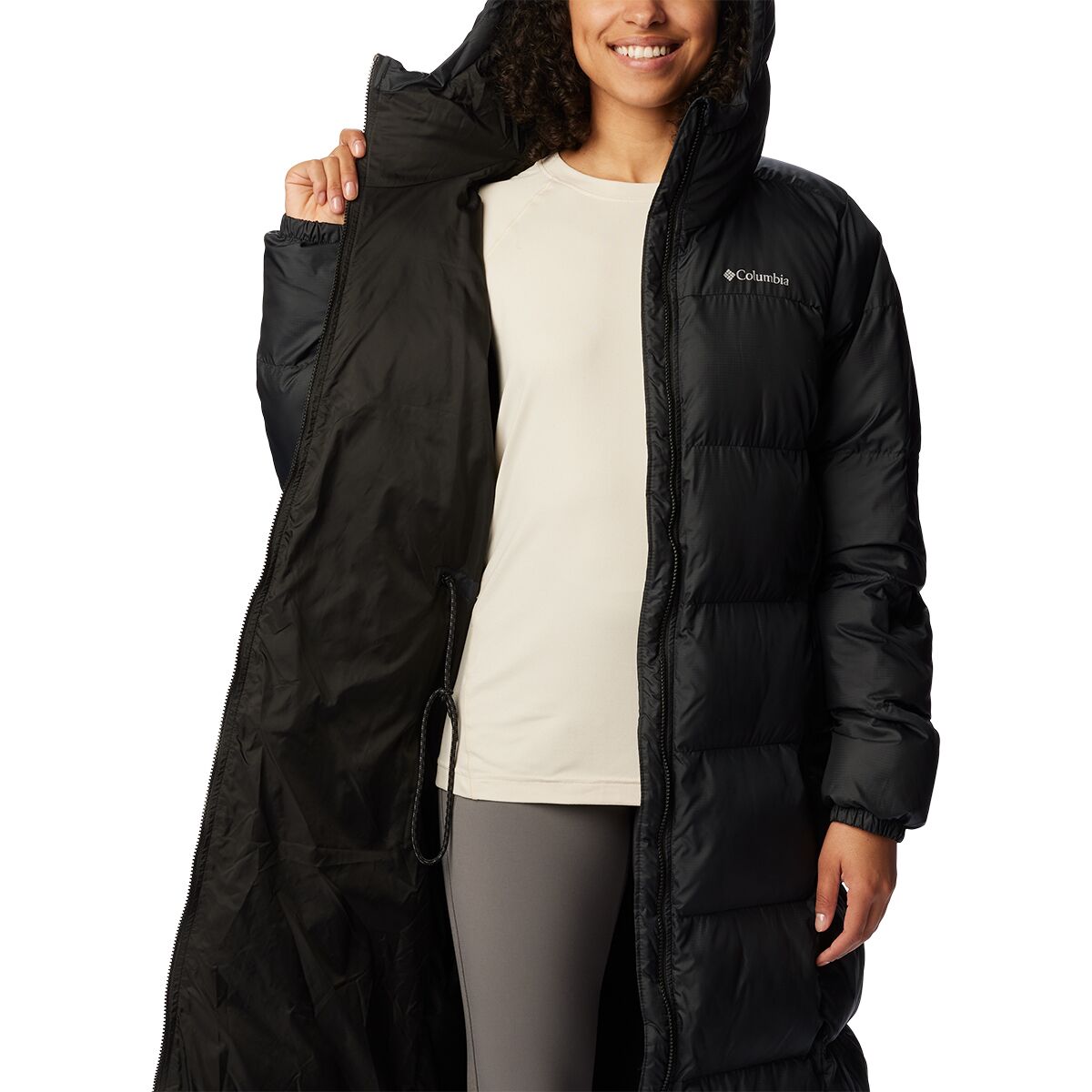 COLUMBIA Puffect™ Long Jacket, Black Women's Shell Jacket