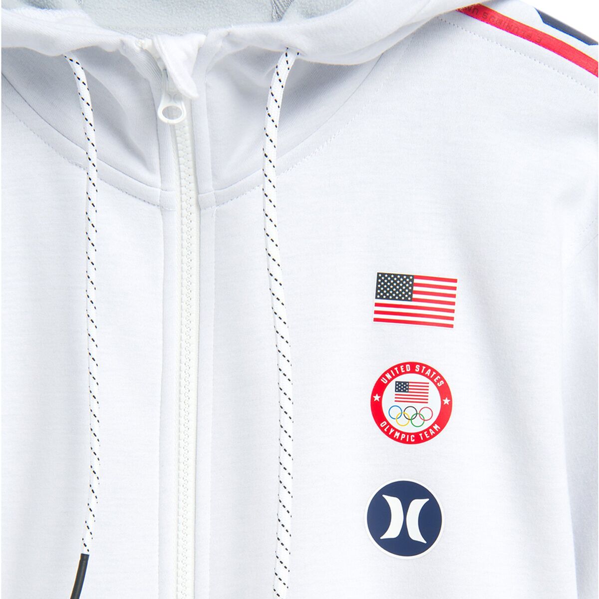 Hurley Women's Team USA Olympics Therma Full Zip Fleece Hoodie Sweatshirt  (Medium, White) 