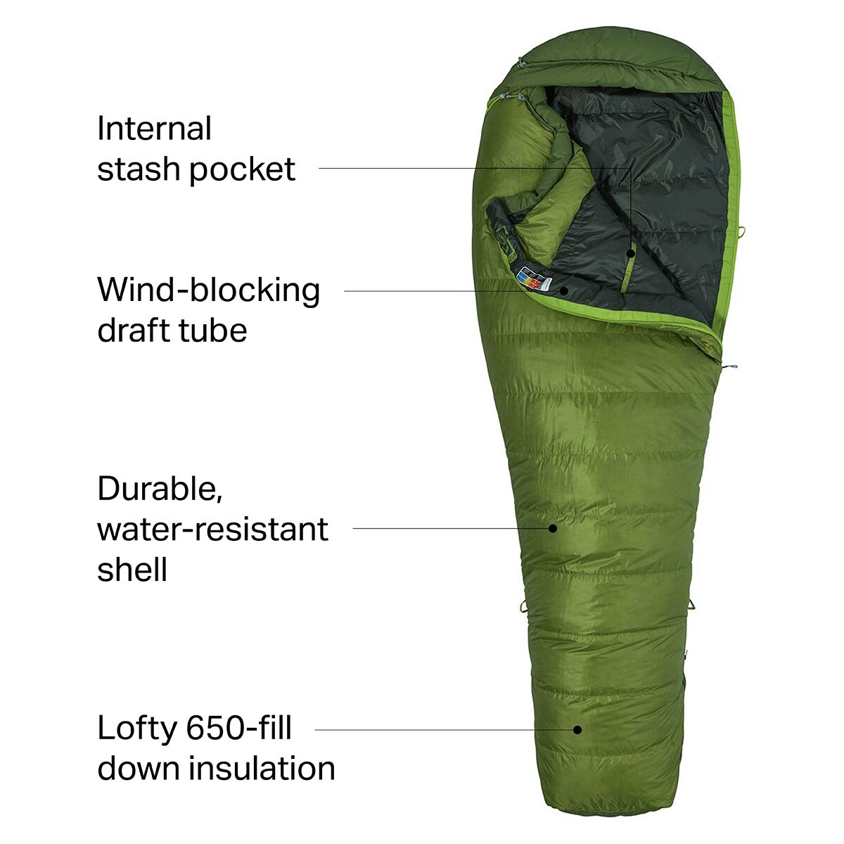 Marmot Never Winter Sleeping Bag 30F Down Hike Camp