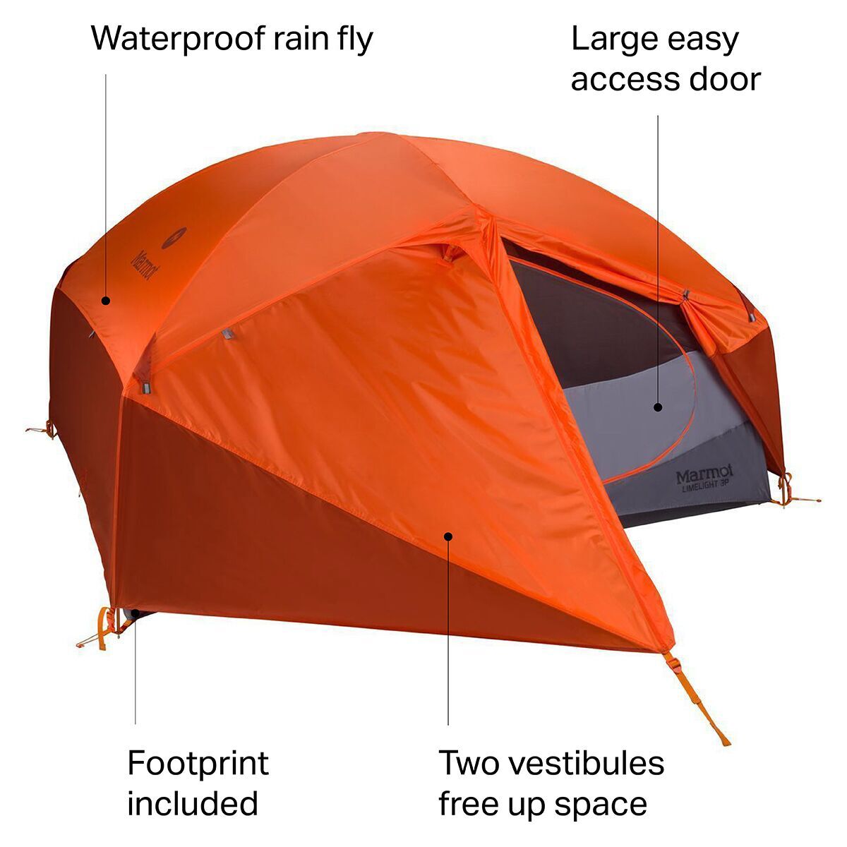 Marmot Limelight Tent 3 Person 3 Season Hike Camp