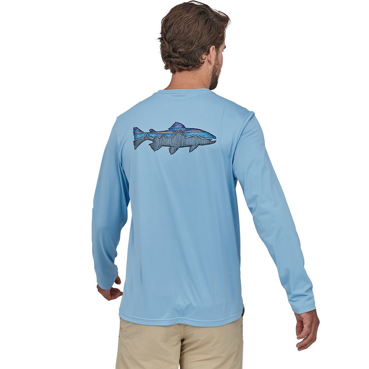 Men's Long-Sleeved Capilene Cool Daily Fish Graphic Shirt - Text