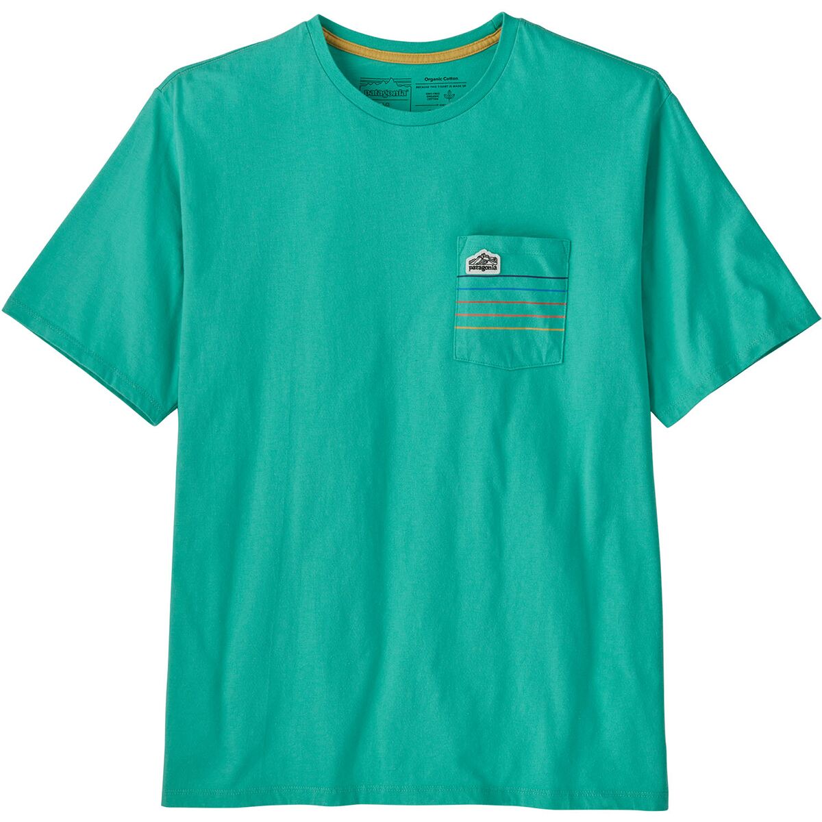 Patagonia Line Logo Ridge Stripe Organic Pocket T-Shirt - Men's Sound Blue, Xs