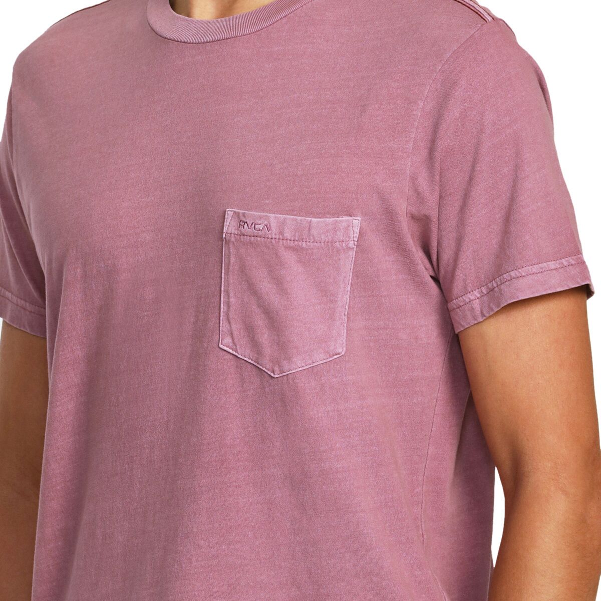 MENS RVCA Washed Light Pink outlets Red Slim Fit Short Sleeve Pocket Tee Shirt S L Set 2