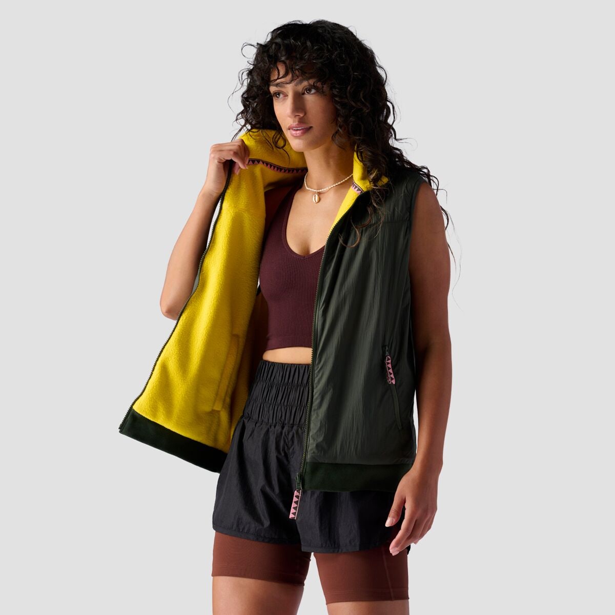 womens yellow fleece vest