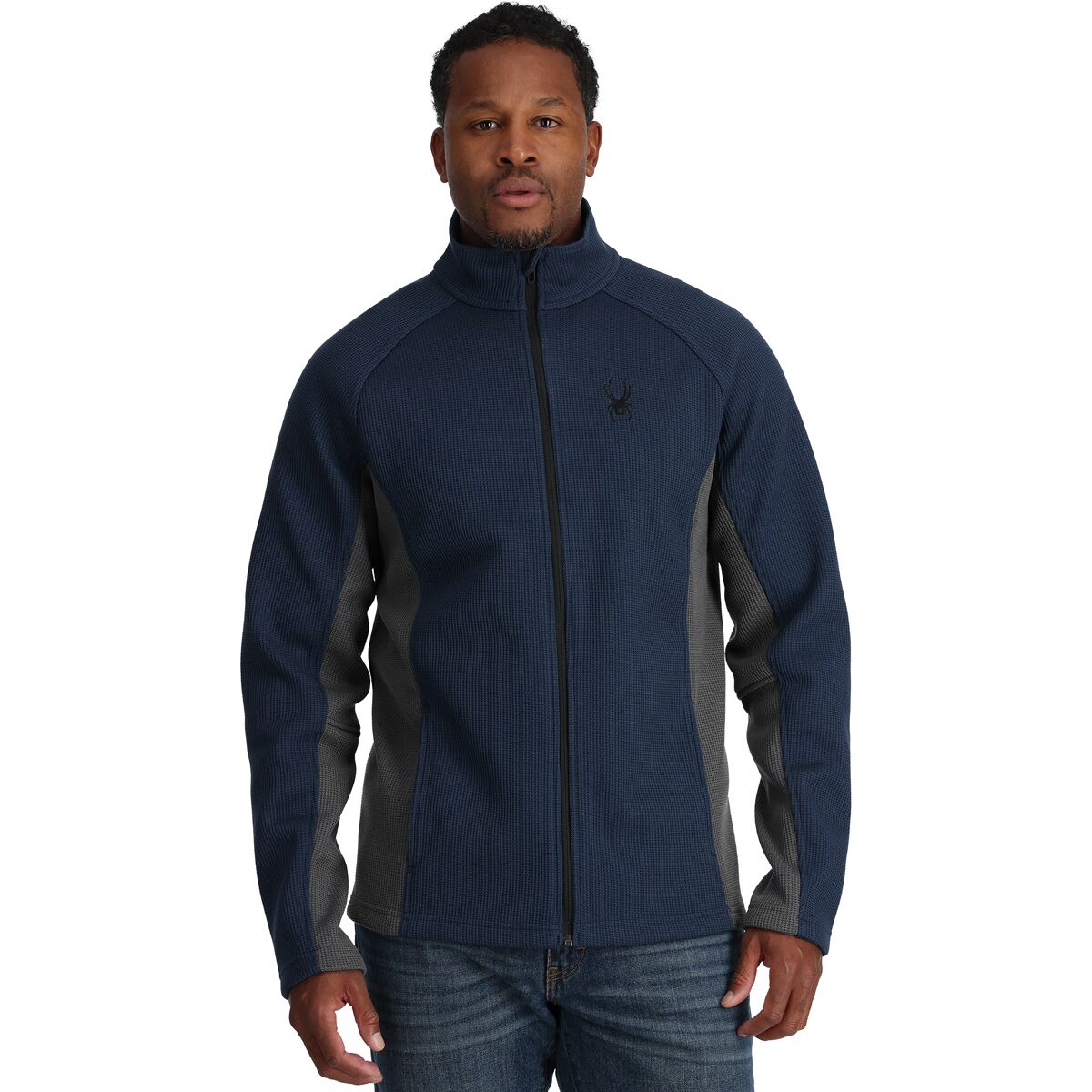 SPYDER Hybrid fleece jacket SHERMAN in black/ orange