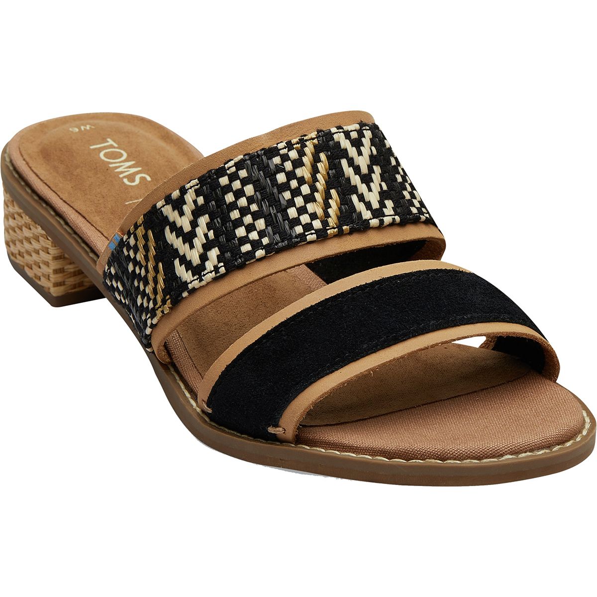 black suede with geometric woven strap women's mariposa sandals