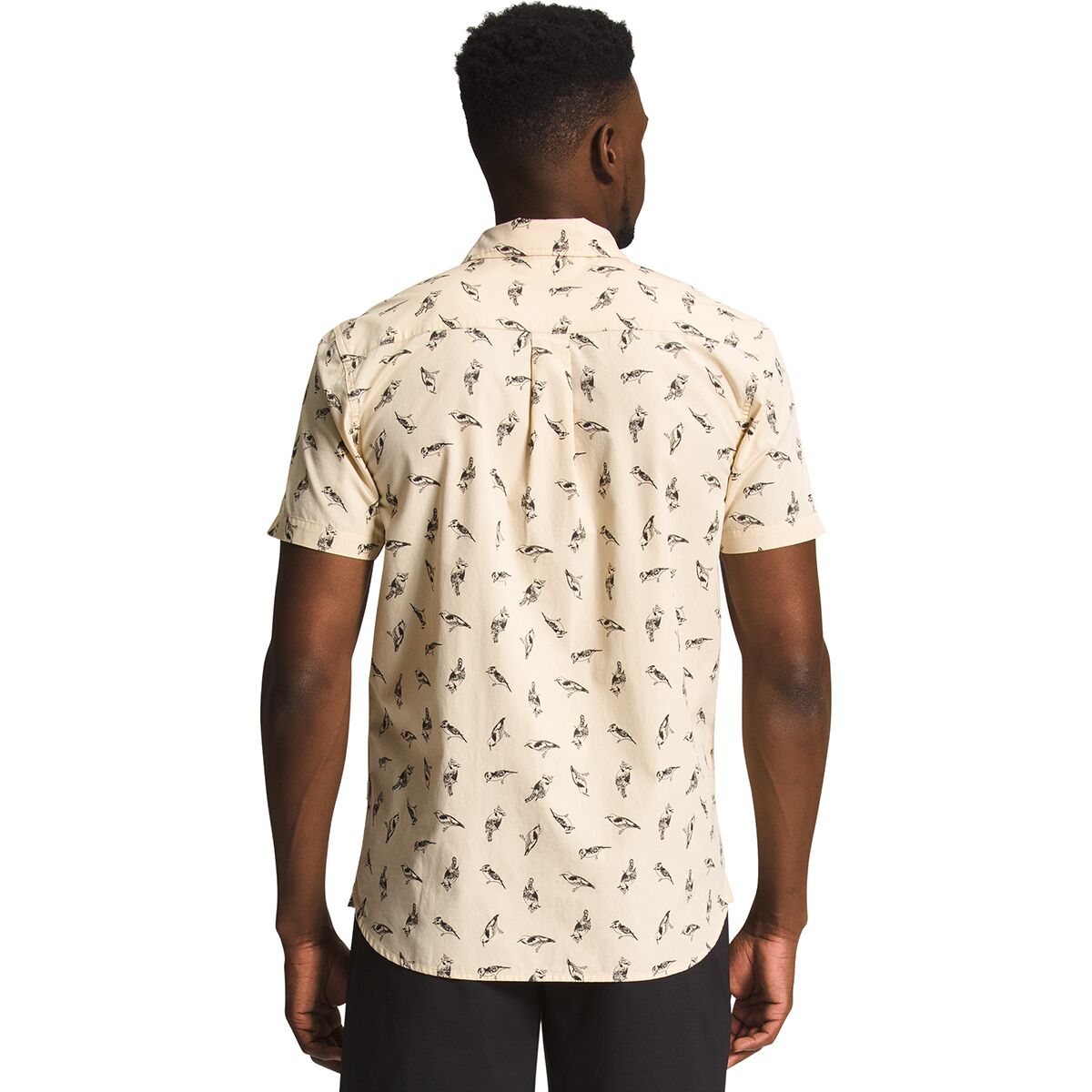 The North Face Men's Short Sleeve Baytrail Pattern Shirt Gravel Bird Watcher Print / M