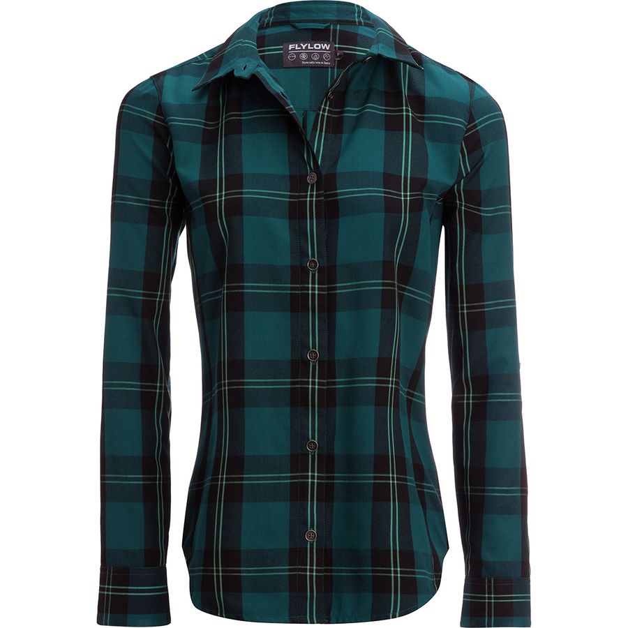 Flylow Brigitte Tech Flannel - Women's Medium / Pine/seaglass