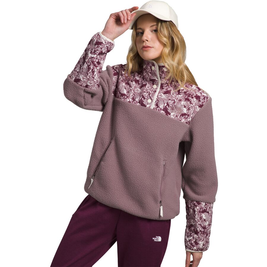 The North Face TKA 100 Purple Print 1/4 Zip Fleece Pullover Women's Size M
