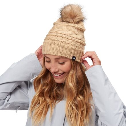 The North Face Triple Cable Fur Pom Beanie Women s Men